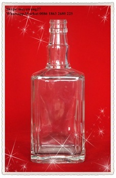 clear french square glass bottle