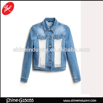 2015 Fashion Style Women Jeans Frayed Bud silk Denim Jacket