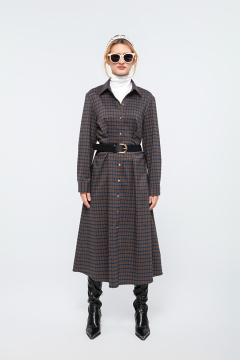 Autumn Women Plaid shirts dress