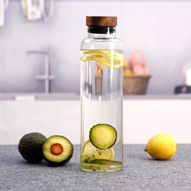 Hot Selling High Quality Heat-Resistant Borosilicate Glass Bottle with Wood Lid More Styles 300ml 400ml