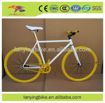 Yellow rims&white frame lady type fixie bike alloy rim