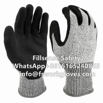 Nitrile Sandy Coated Level 5 Cut Proof Gloves Cut Resistant Work Gloves