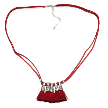 Leather Cord Necklace Alloy Tassel Necklaces For Women