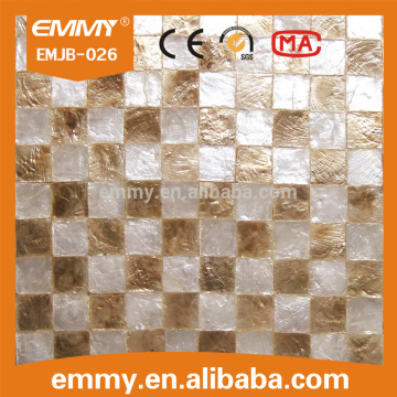 China mixed white with gold capiz shell mosiac tiles supplier