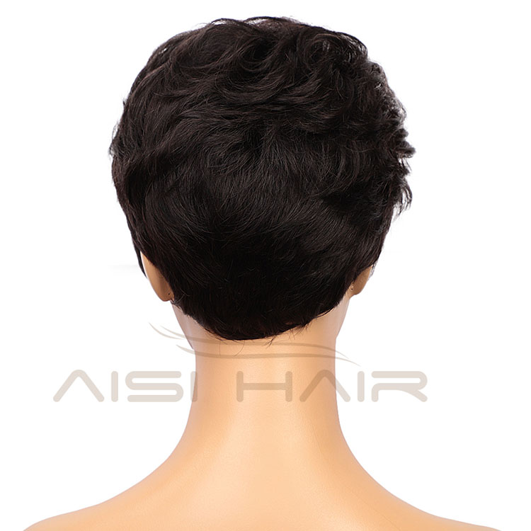 Aisi Hair Cheap Vendor Short Pixie Cut Curly Wave Unprocessed  Brazilian Hair For Black Women Human Hair Wigs