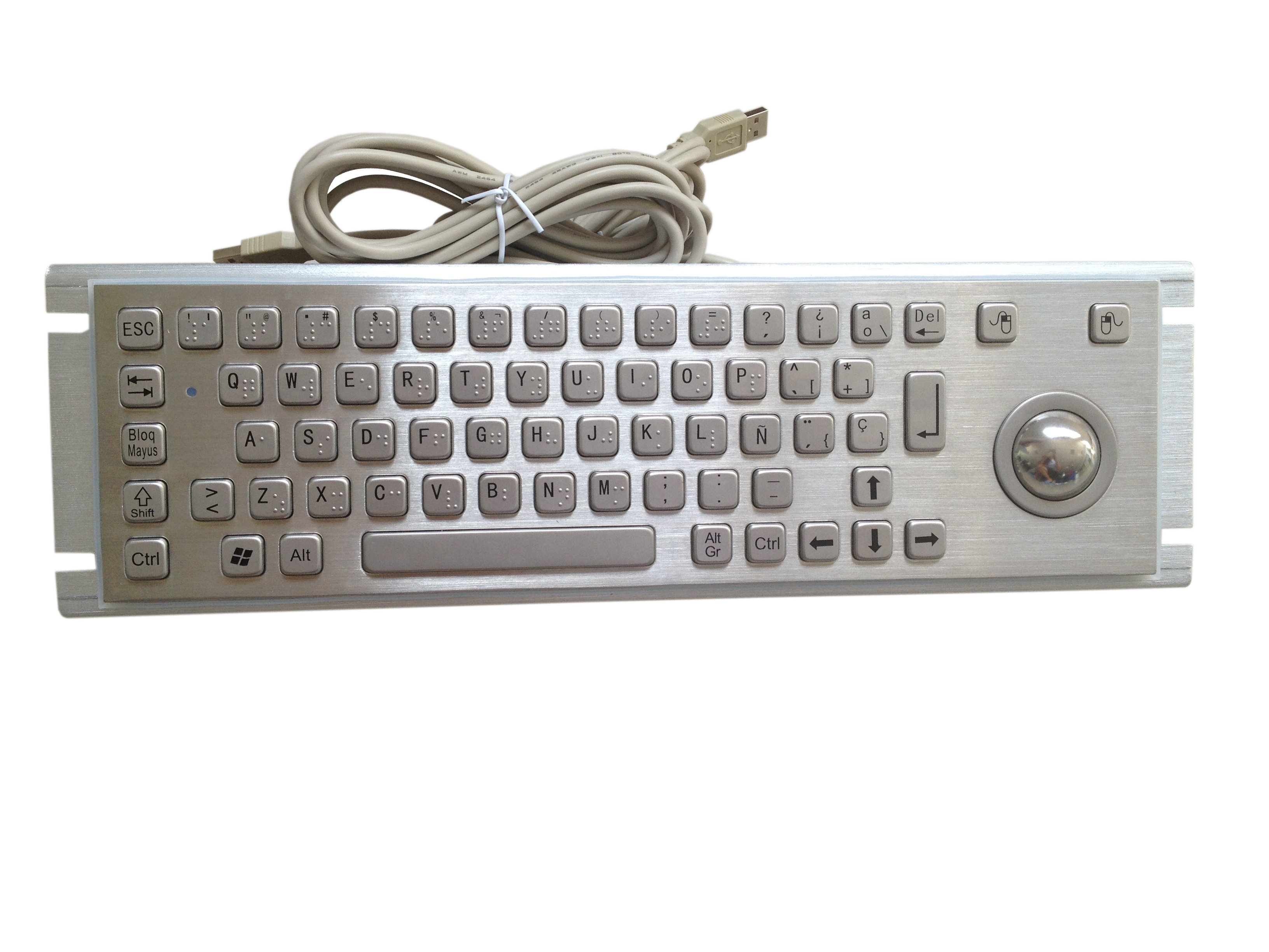 لوحة المفاتيح المعدنية المصنوعة من Panlemount مع لعبة Trackball MKB-64A-TB