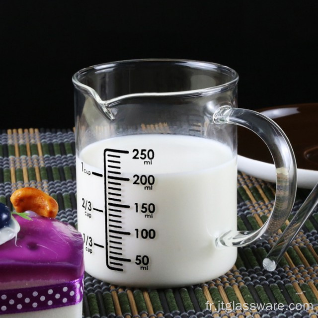 Tasse à lait en verre à mesurer réutilisable