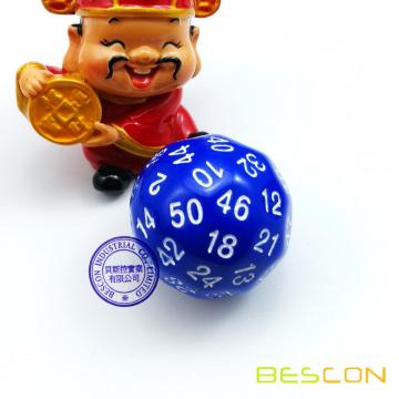 Bescon Multi-Seiten-Würfel Polyedral Würfel 50-seitige Gaming Würfel, D50 Würfel, D50 Würfel, 50 Seiten sterben, 50 seitige Würfel der blauen Farbe