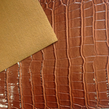 New Arrived Crocodile PVC Leatherette Fabric With Brown Color