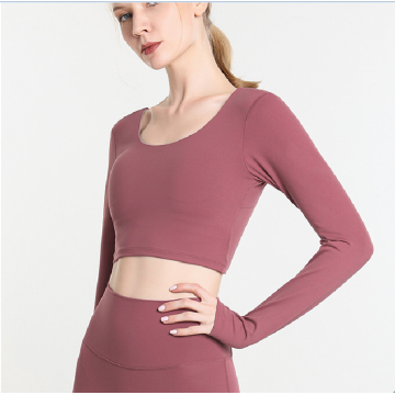 nieuw yoga crop top shirt met lange mouwen