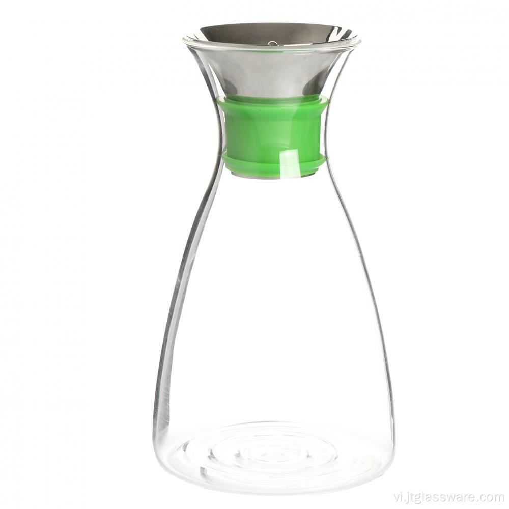 Nắp gỗ tre tự nhiên chịu nhiệt Ấm trà thủy tinh carafe