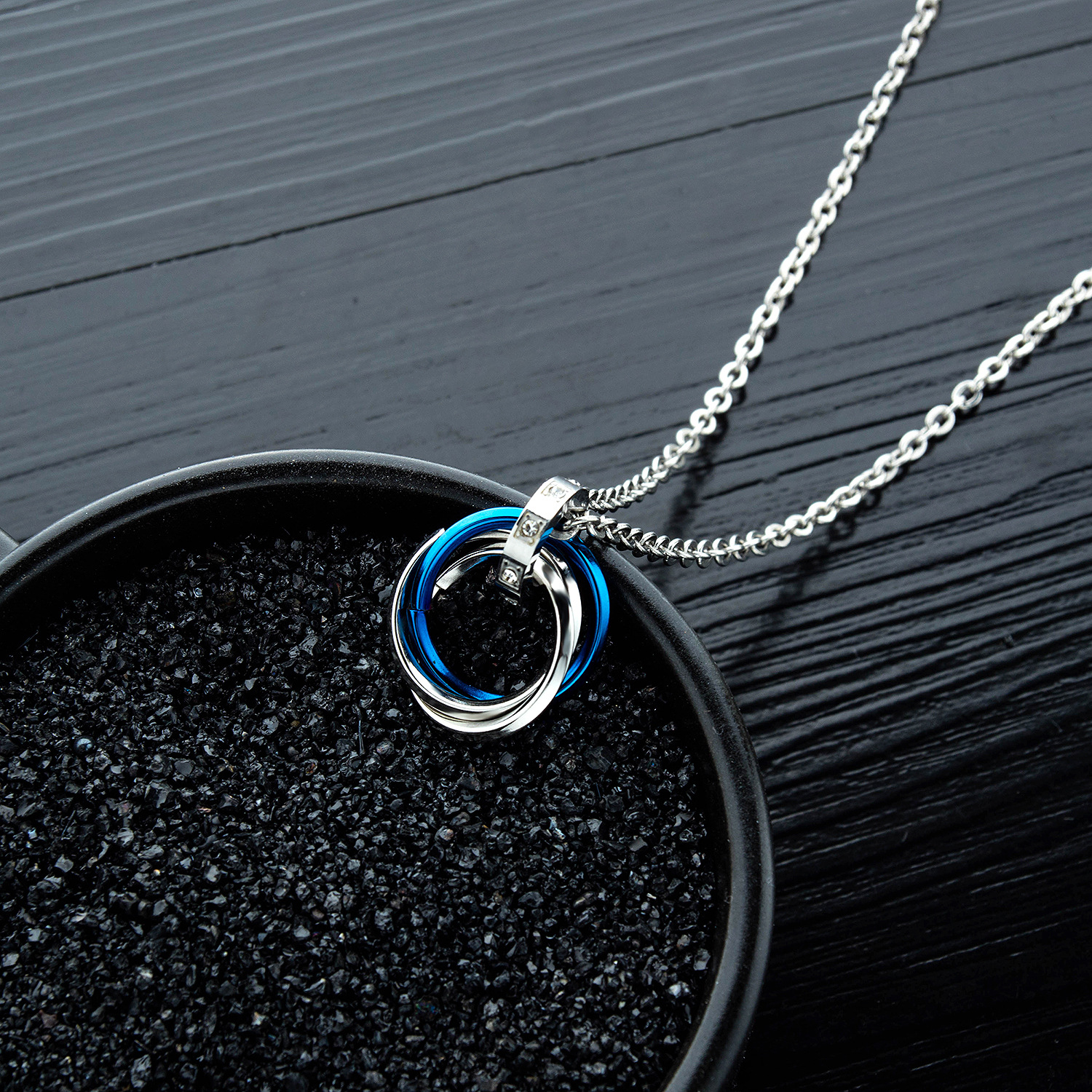 stainless steel necklace for couples double ring valentine's day gift steel jewelry couples necklace pair