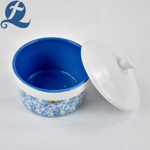 Tazza per torta rotonda in gres ceramica con coperchio