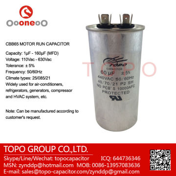 motor run capacitor 60uf 440vac