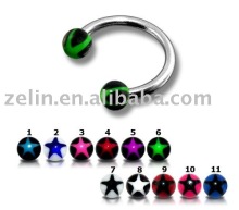 star acrylic body piercing ring ,eyebrow barbell jewelry