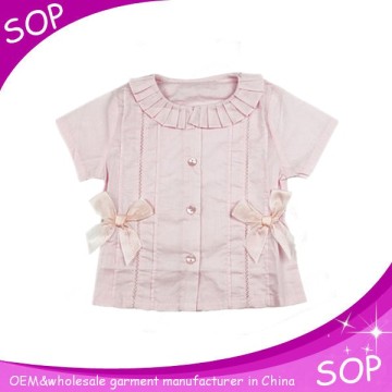 Latest plain ruffle shirts toddler baby clothes factory