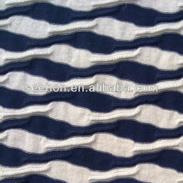 blue and white buckling knit fabric for dress