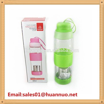 Tea bottle with filter/fruit juice glass bottle/my bottle glass tea infuser bottle