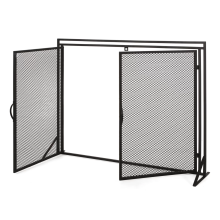 Black Iron Fireplace Screen Mesh Fireplace Tools with Doors