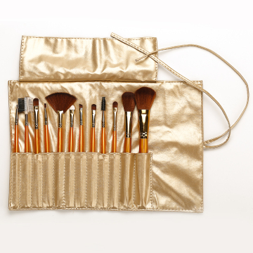 Gold  PU Bag With Make Up Brushes