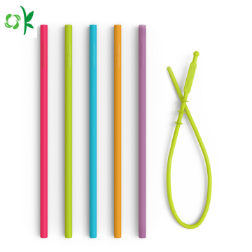 Embossed Logo FDA Silicone Straw untuk Bar Aksesoris