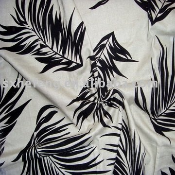 Printed linen/rayon fabric flocked garment fabric