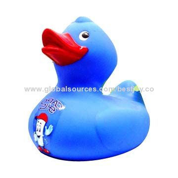 Blue Rubber Ducky with Cartoon Figure, CE, RoHS MarksNew