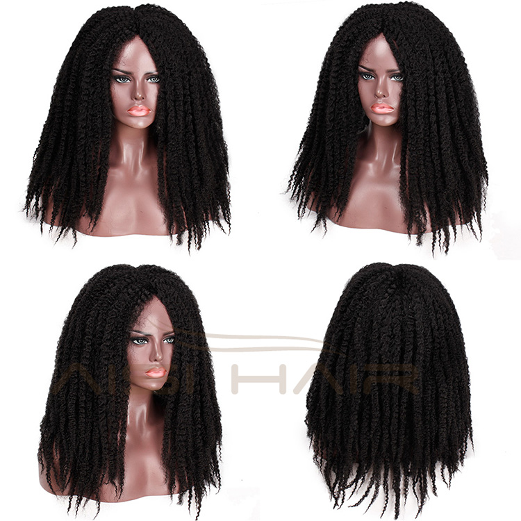Aisi Hair Synthetic Afro Kinky Curly Hair Braids Dreadlock Marley Braiding Hair Wig Black Ombre Brown for Women