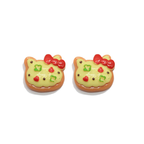 Kawaii Cartoon Animal Shape Resin Bread Bear Cat Head Donut Food Charms for Mobile Phone Decoration