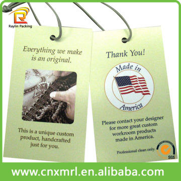 Hot sell small natural paper folded hang tag famous brands for garment