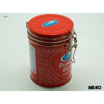 Round red healthy candy tin box suitable for gift, chocolate, cookie