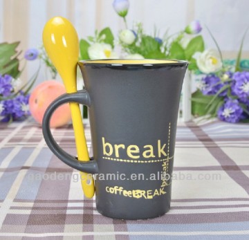ceramic coffee mug with spoon