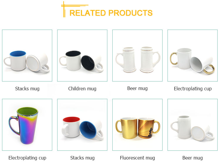 Wholesale high quality 12oz Round Inner Black Handle Sublimation Mug