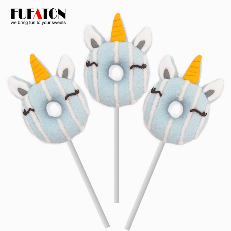 Lovely fruit flavored unicorn shaped lollipop candy