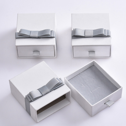 Texture Paper White Slide Drawer Jewelry Box Halsband