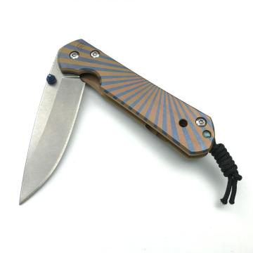 7Cr17MoV Titanium Handle Folding Blade Knife