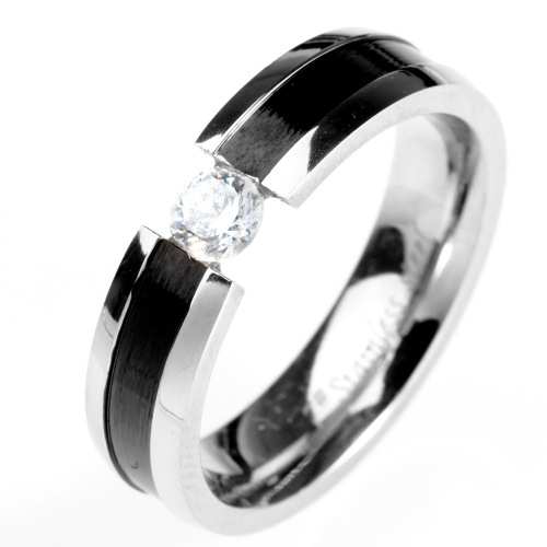 Stainless Steel Zircon Lover Romantic Engagement Couple Ring