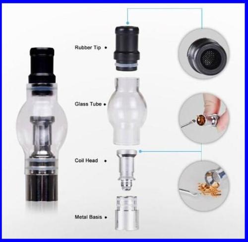 E Cigarette Glass Global Atomizer for E-Liquid and Dry Herb