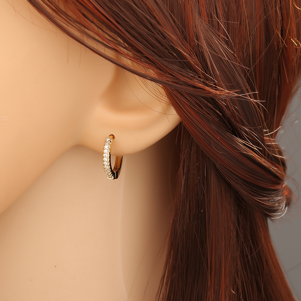 Minimalist jewelry new arrival copper fit micro insert zircon earrings simple women's accessories wholesale