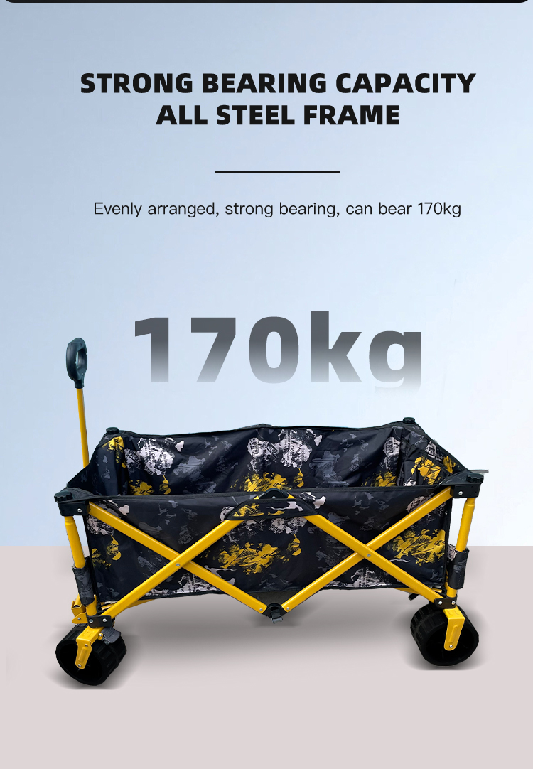 Outdoor picnic cart Folding Collapsible Wagon Outdoor Camping Cart with Universal Wheels & Adjustable Handle