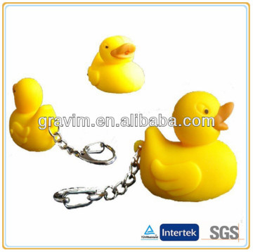 Keychain factory spray water flashing rubber duck logo printed plastic rubber duck keychains