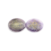 Natural Amethyst Round Shape Surface Carving