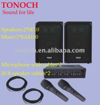 professional PA Speaker audio combo system,Combo PA system stage wooden speaker with console mixer