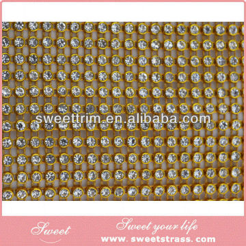 New design 2014 hot fix rhinestone mesh