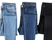 Fashionable denim pants with high waist