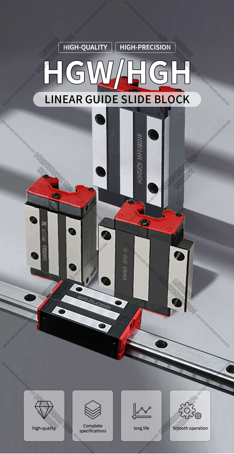 Linear Guide Rail Slider Square Block Bearings: Hgh30ca, Hgw30cc ...