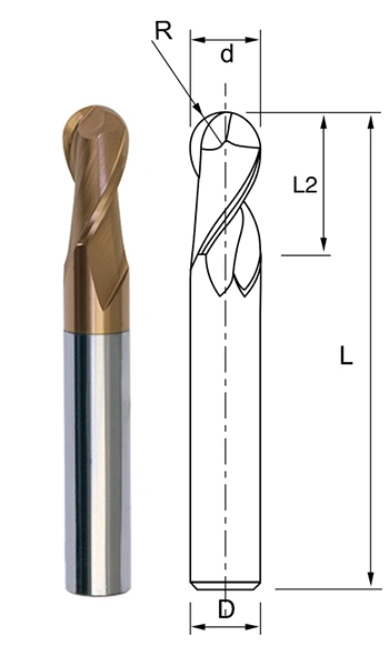 HRC55 Spiral Ball Nose Carbide Milling Cutter End Mill for Aluminum