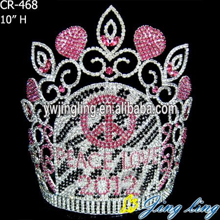 Large rhinestone peace crowns