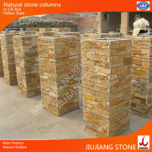 natural yellow slate stone garden pillar