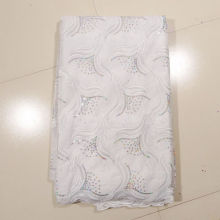 Tops And Dresses African Lace Fabrics , White Black + Red